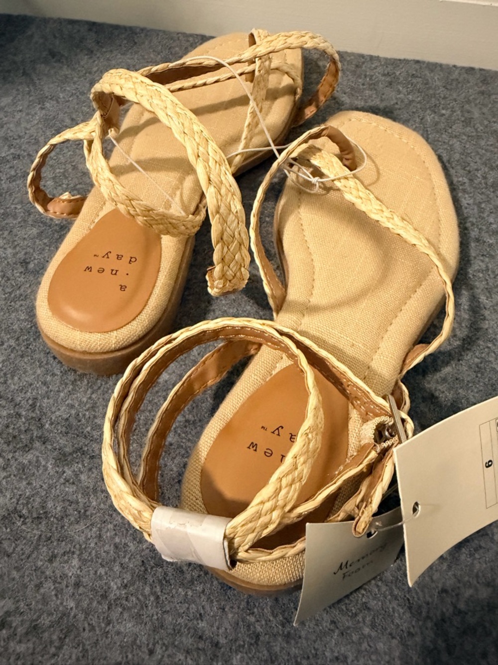 NWT! a new day Braided Strap Sandal in Beige - Picture 3 of 5